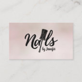 Carte De Visite Logo des ongles par texte Dessin noir sur Magnolia (Devant)