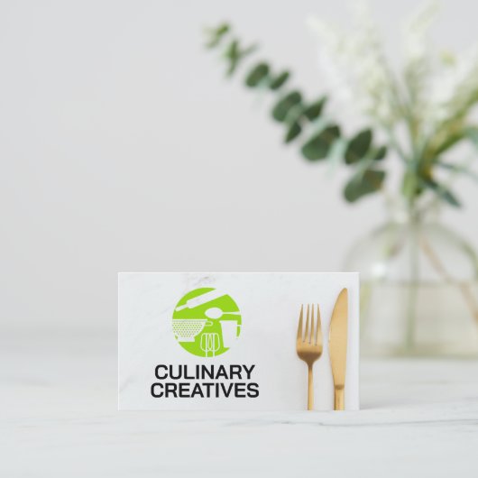 Carte De Visite Logo des outils de cuisson | Argent (Debout devant)