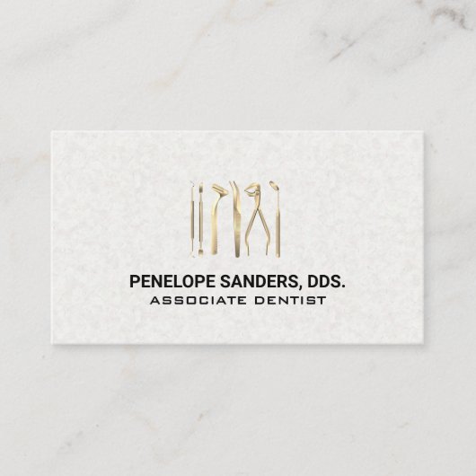 Carte De Visite Logo des outils dentaires | Doré (Devant)