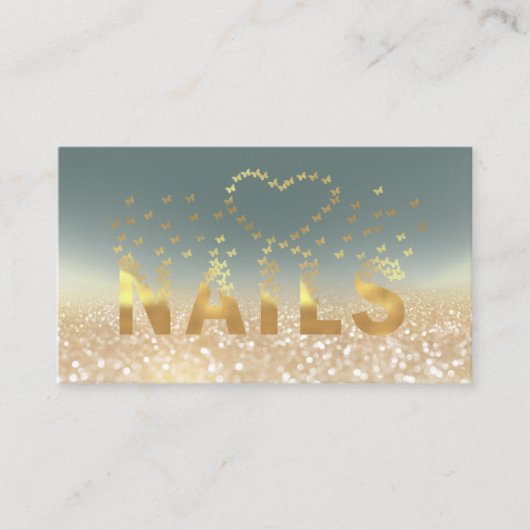 Carte De Visite Logo des papillons de luxe en or glitterie (Devant)