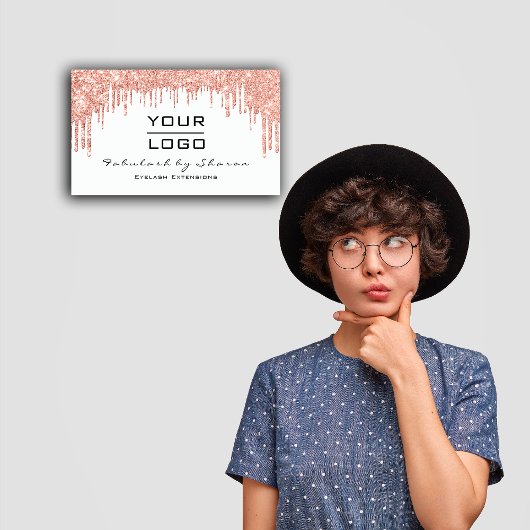 Carte De Visite Logo des Parties scintillant de Rose de maquillage