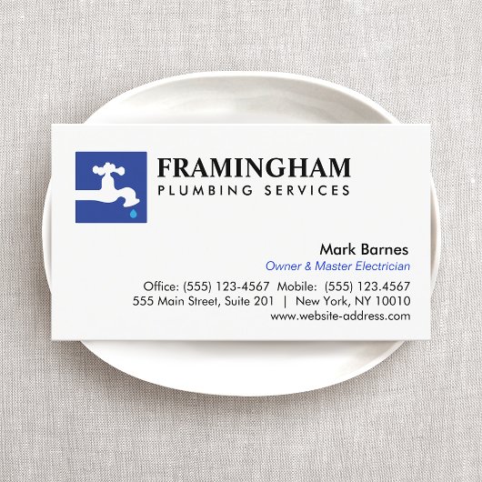 Carte De Visite Logo des plombiers de plomberie de dérivation