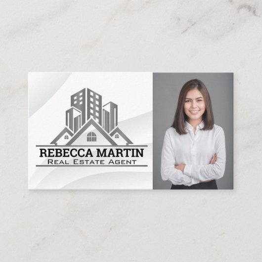 Carte De Visite Logo des propriétés immobilières | Femme d'affaire (Devant)