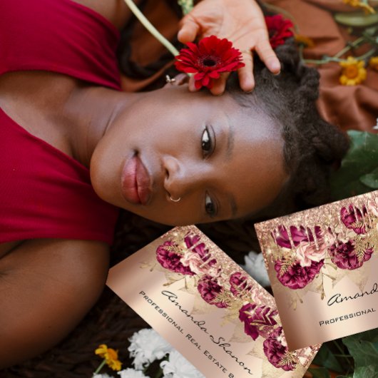 Carte De Visite Logo des Roses d'événements Wedding planner Gold D