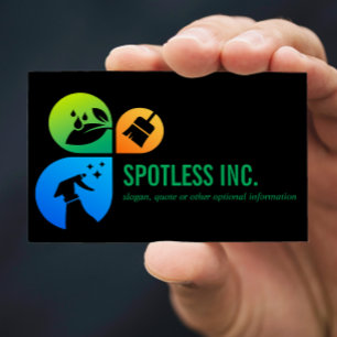 Carte De Visite Logo des services de nettoyage à la mode Black Mod