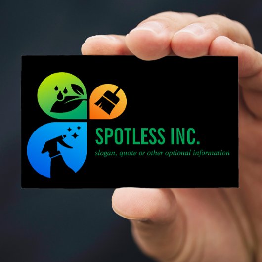 Carte De Visite Logo des services de nettoyage à la mode Black Mod