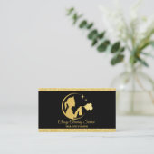 Carte De Visite Logo des services de nettoyage Classy Gold (Debout devant)