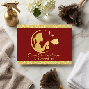 Carte De Visite Logo des services de nettoyage Classy Gold