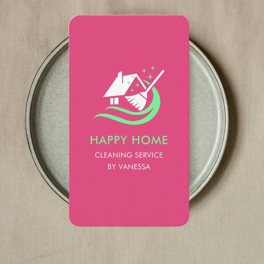 Carte De Visite Logo des services de nettoyage de maisons professi