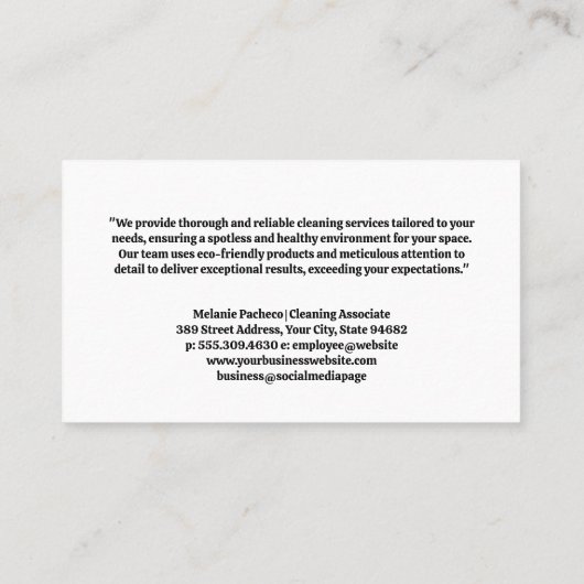 Carte De Visite Logo des services de nettoyage | Motif Eléments de (Dos)
