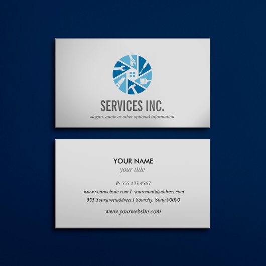 Carte De Visite Logo des services de réparation Blue HOME professi