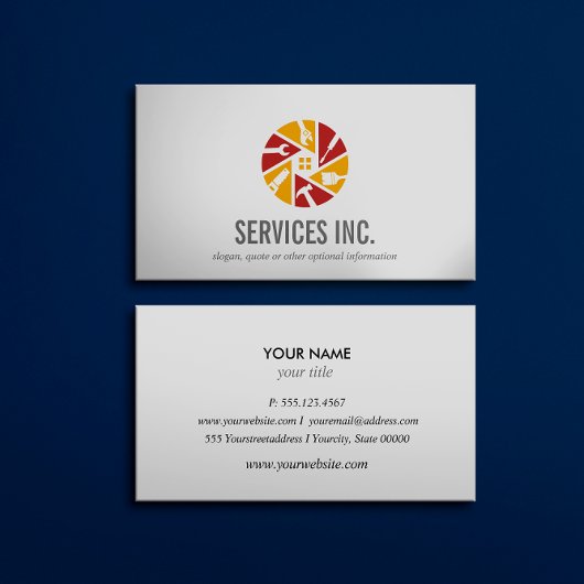 Carte De Visite Logo des services de réparation Red Orange profess