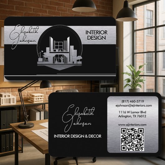 Carte De Visite Logo design d'intérieur ou architecte Noir et acie