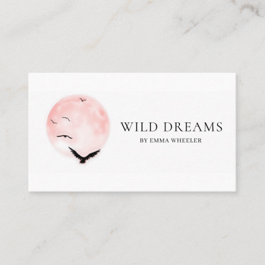 Carte De Visite Logo Design Lune & Oiseaux Code QR (Devant)