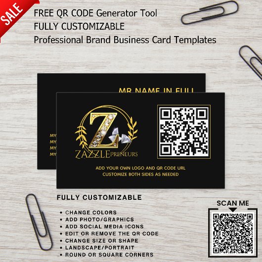 CARTE DE VISITE LOGO DESIGN PROFESSIONNEL MODÈLE DE CODE QR
