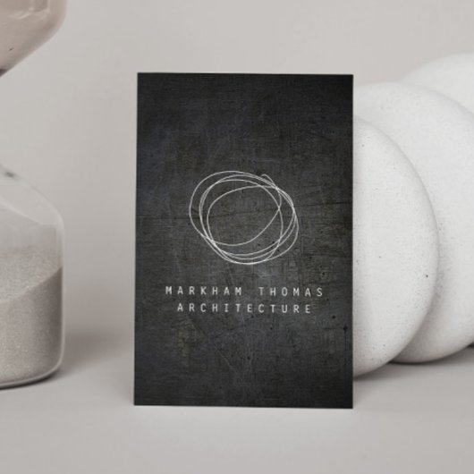 Carte De Visite Logo Designer Scribble sur Black Grunge Metal