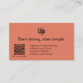 Carte De Visite Logo Devise QR-code Services Orange Brûlé Fitness (Devant)