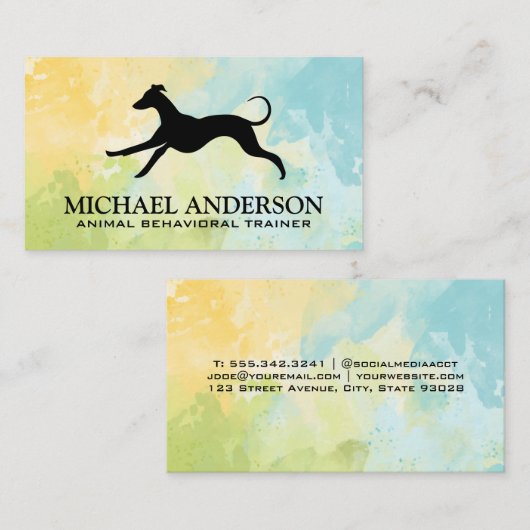 Carte De Visite Logo d'exécution de chien | Services de protection (Devant / Derrière)