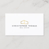 Carte De Visite Logo d'habitation moderne Immobilier Blanc/Or Code (Devant)