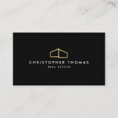 Carte De Visite Logo d'habitation moderne Immobilier Noir/Or Code  (Devant)