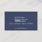 Carte De Visite Logo d'habitation moderne unique sur Navy Linen Im (Devant)