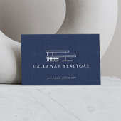 Carte De Visite Logo d'habitation moderne unique sur Navy Linen Im