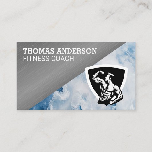 Carte De Visite Logo d'homme faisant des flexions | Forme physique (Devant)