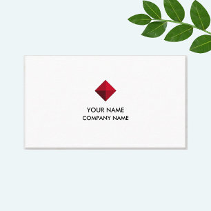 Carte De Visite Logo diamant élégant bordeaux sur fond blanc