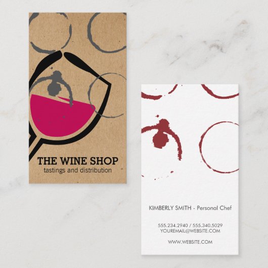 Carte De Visite Logo d'illustration de vin | Tige à vin (Devant / Derrière)