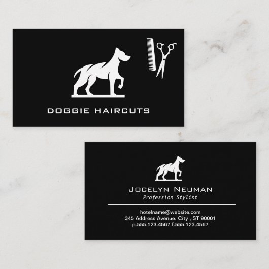 Carte De Visite Logo Dog Standing | Comb ciseaux (Devant / Derrière)