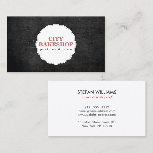 Carte De Visite LOGO DOILY BAKERY sur BOIS NOIR (Devant / Derrière)