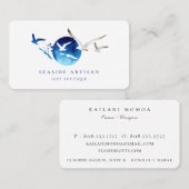 Carte De Visite Logo d'oiseaux d'aquarelle de bord de mer artistiq (Devant / Derrière)