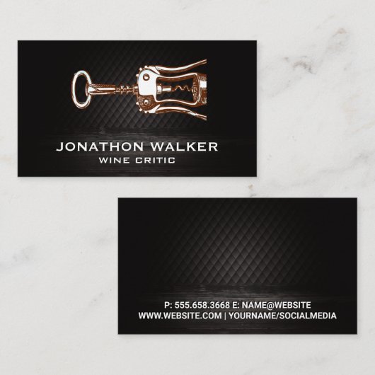 Carte De Visite Logo d'ouverture de vin (Devant / Derrière)