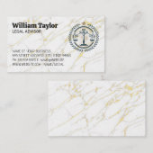 Carte De Visite Logo Droit Justice | Marbre or (Devant / Derrière)