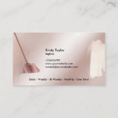 Carte De Visite logo du balai de nettoyage moderne or rose (Dos)