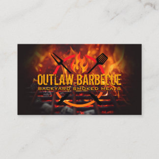 Carte De Visite Logo du barbecue | Grill incendie et charbon de bo