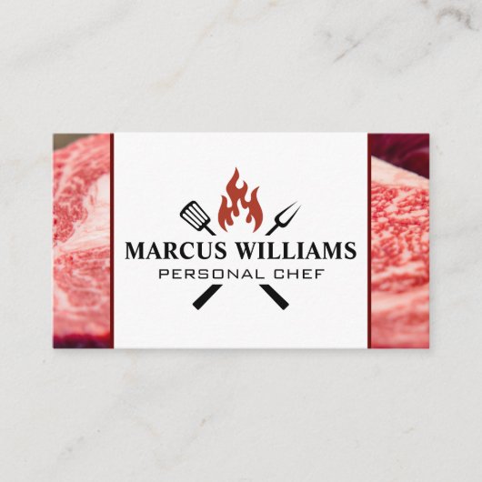 Carte De Visite Logo du barbecue | Steaks bruts (Devant)
