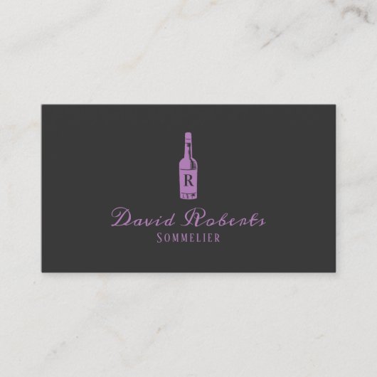 Carte De Visite Logo du barman sommelier en bouteille de vin (Devant)