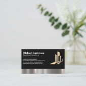 Carte De Visite Logo du bâtiment de l'entreprise | Découpe métalli (Debout devant)