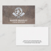 Carte De Visite Logo du boucher métallique | Grunge Arrière - plan (Devant / Derrière)