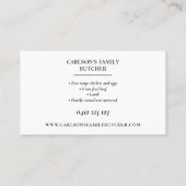 Carte De Visite Logo du Boucher noir & blanc de style moderne (Dos)