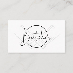 Carte De Visite Logo du Boucher noir & blanc de style moderne
