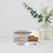 Carte De Visite Logo du camion de vidange de construction | Métal (Debout devant)