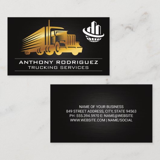 Carte De Visite Logo du camion d'or | Logo global de l'entreprise (Devant / Derrière)