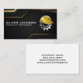 Carte De Visite Logo du Casquette dur | Arrière - plan d'or noir (Devant / Derrière)