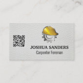 Carte De Visite Logo du Casquette dur | Cuir blanc | Code QR (Devant)