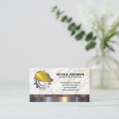 Carte De Visite Logo du Casquette dur de construction | Menuiserie (Debout devant)