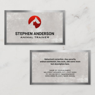 Carte De Visite Logo du chat chien   Bordure métallique