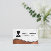 Carte De Visite Logo du chef | Arrière - plan métallique en marbre (Debout devant)