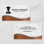 Carte De Visite Logo du chef | Arrière - plan métallique en marbre (Devant / Derrière)